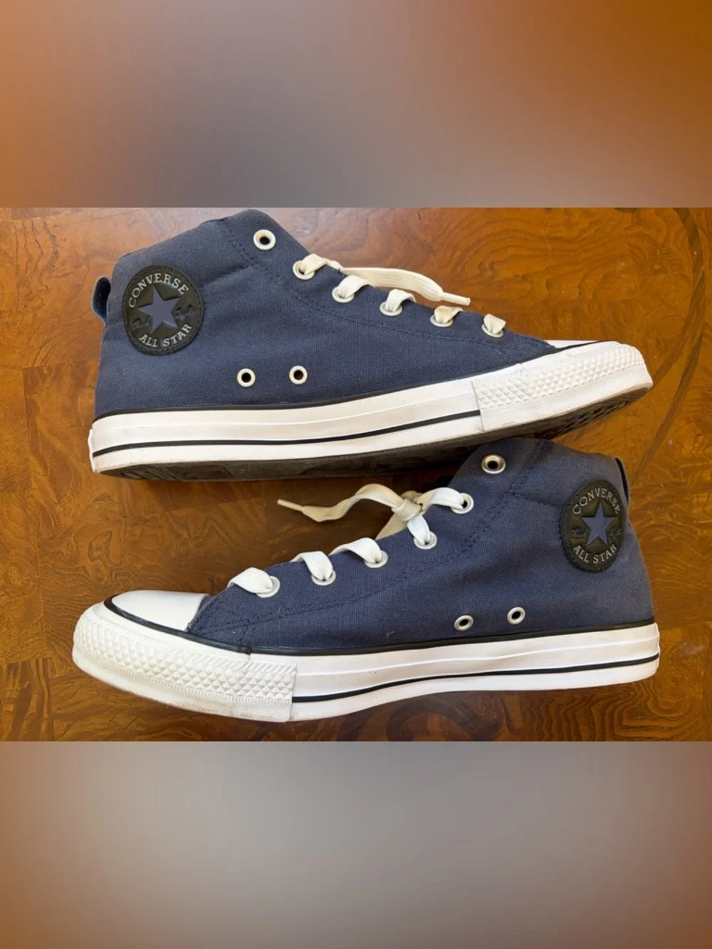 Converse Navy and White High-Top Sneakers - Picture 2 of 10